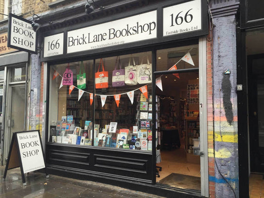 Illustrated art print of Brick Lane Books, East London