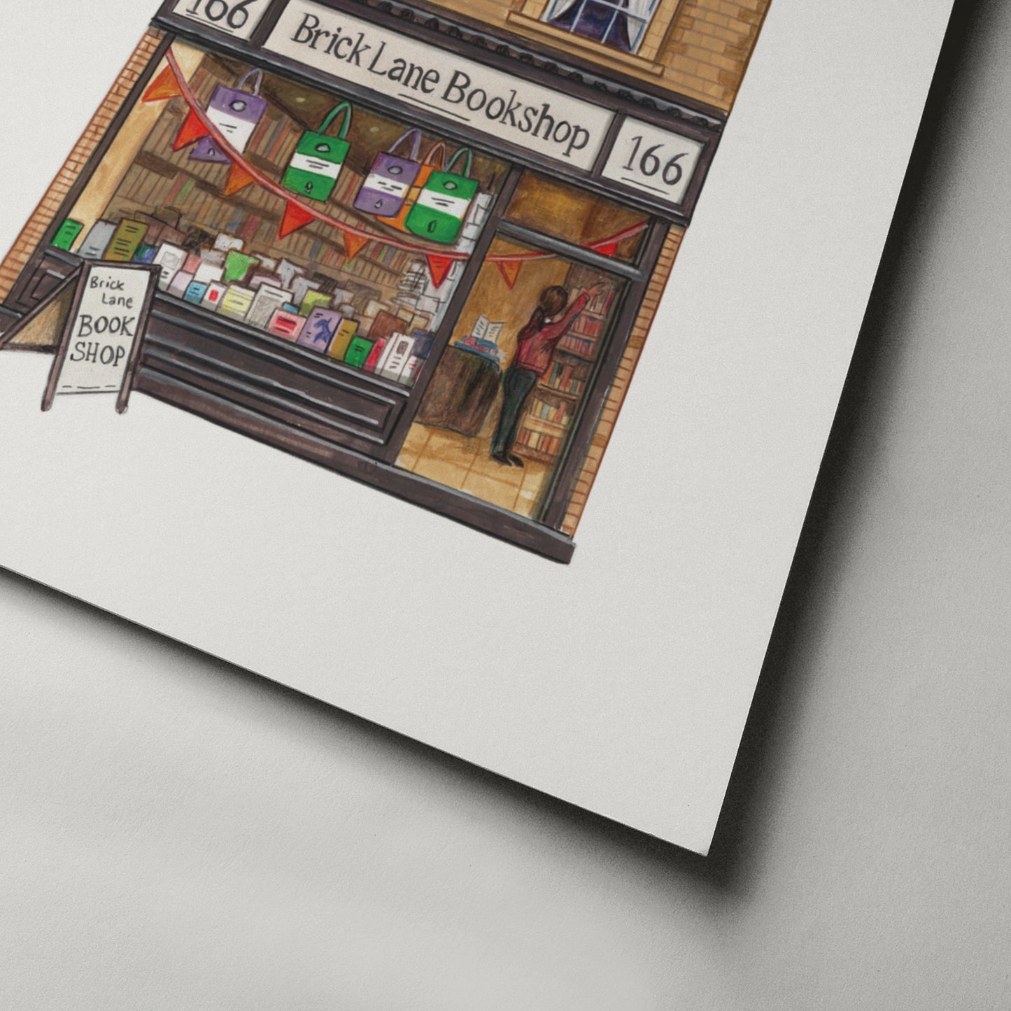 Brick Lane Bookshop Art Print, Brick Lane, East London - Camberwell Designs