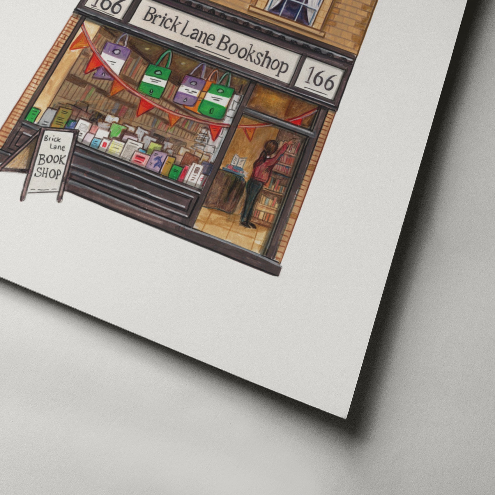 Brick Lane Bookshop Art Print, Brick Lane, East London - Camberwell Designs