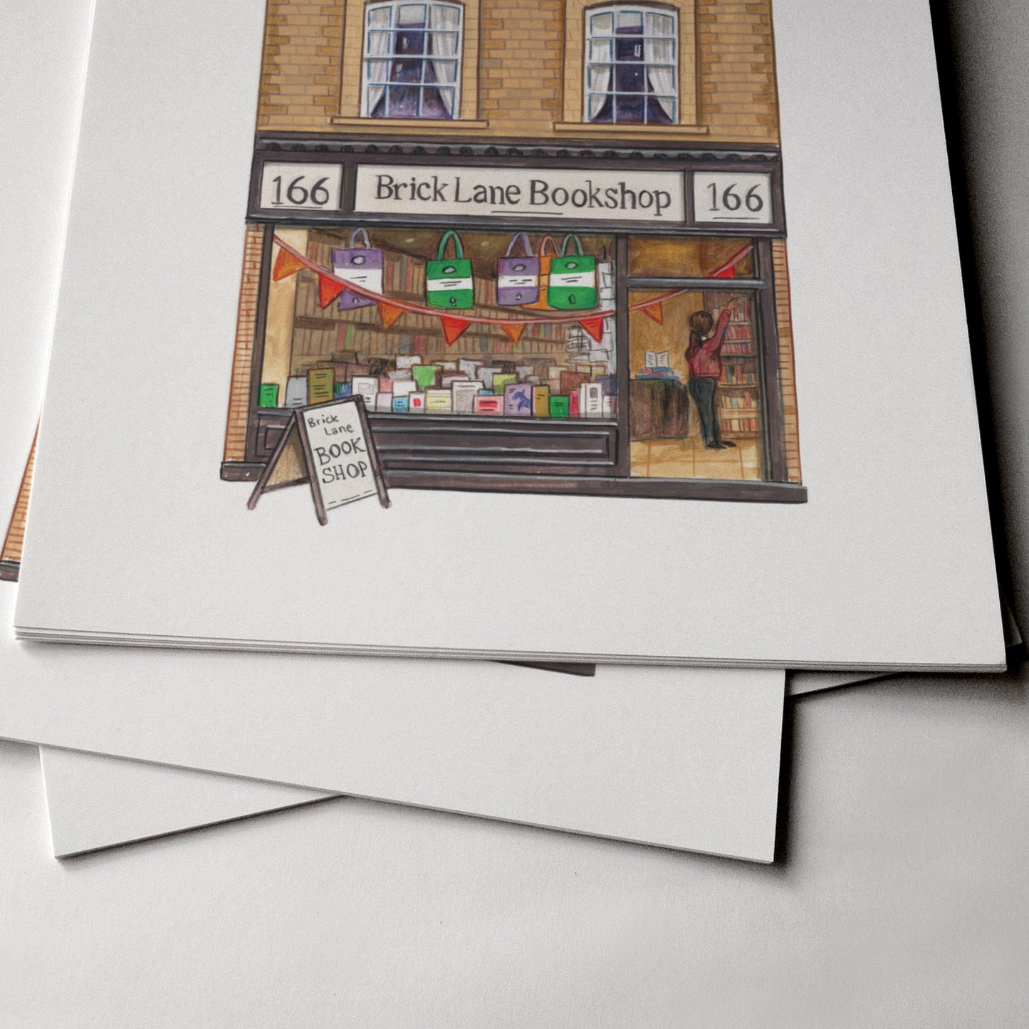 Brick Lane Bookshop Art Print, Brick Lane, East London - Camberwell Designs