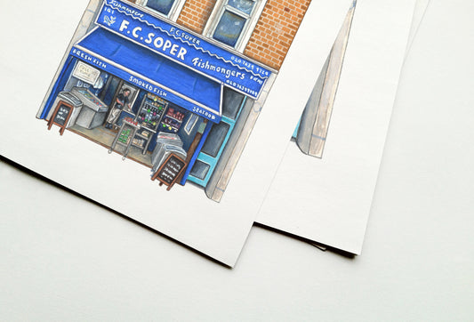 FC Soper Fishmonger Art Print, Nunhead, South London