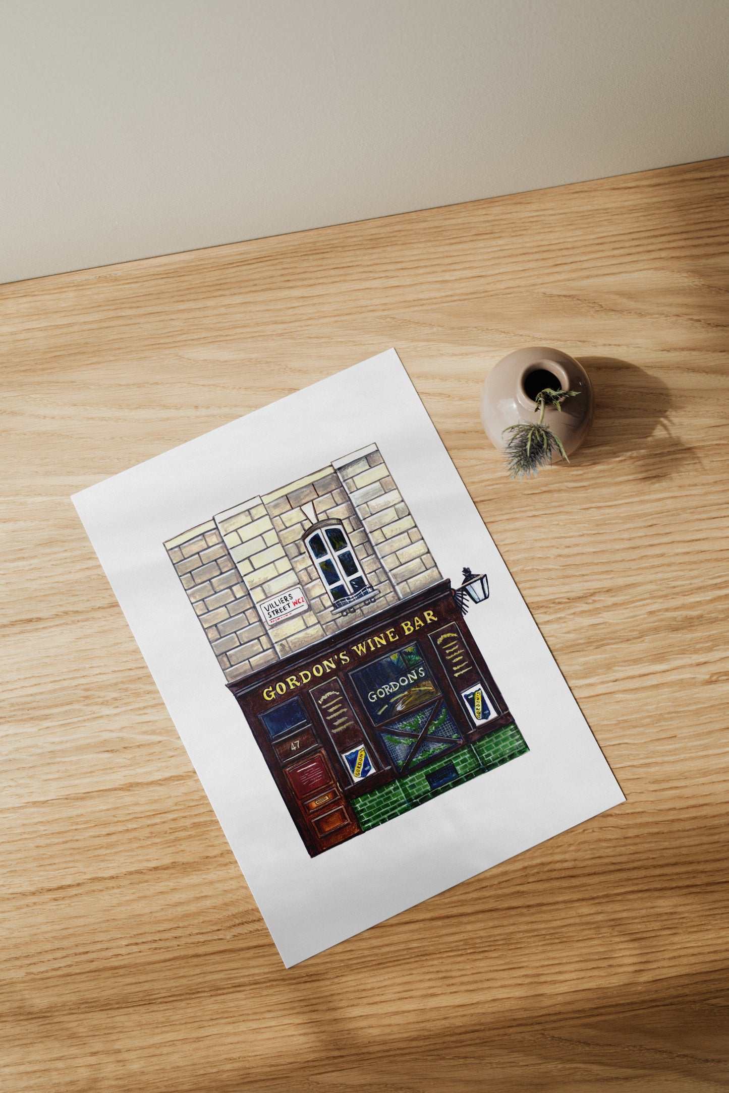 Gordons Wine Bar Art Print, Embankment, Covent Garden