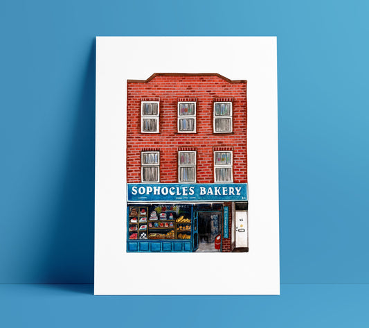 Sophocles Bakery Art Print, Camberwell, South London Print