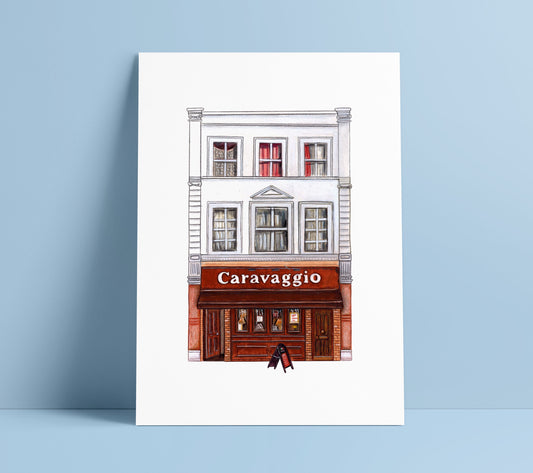 Caravaggio Italian Restaurant Art Print, Camberwell South London