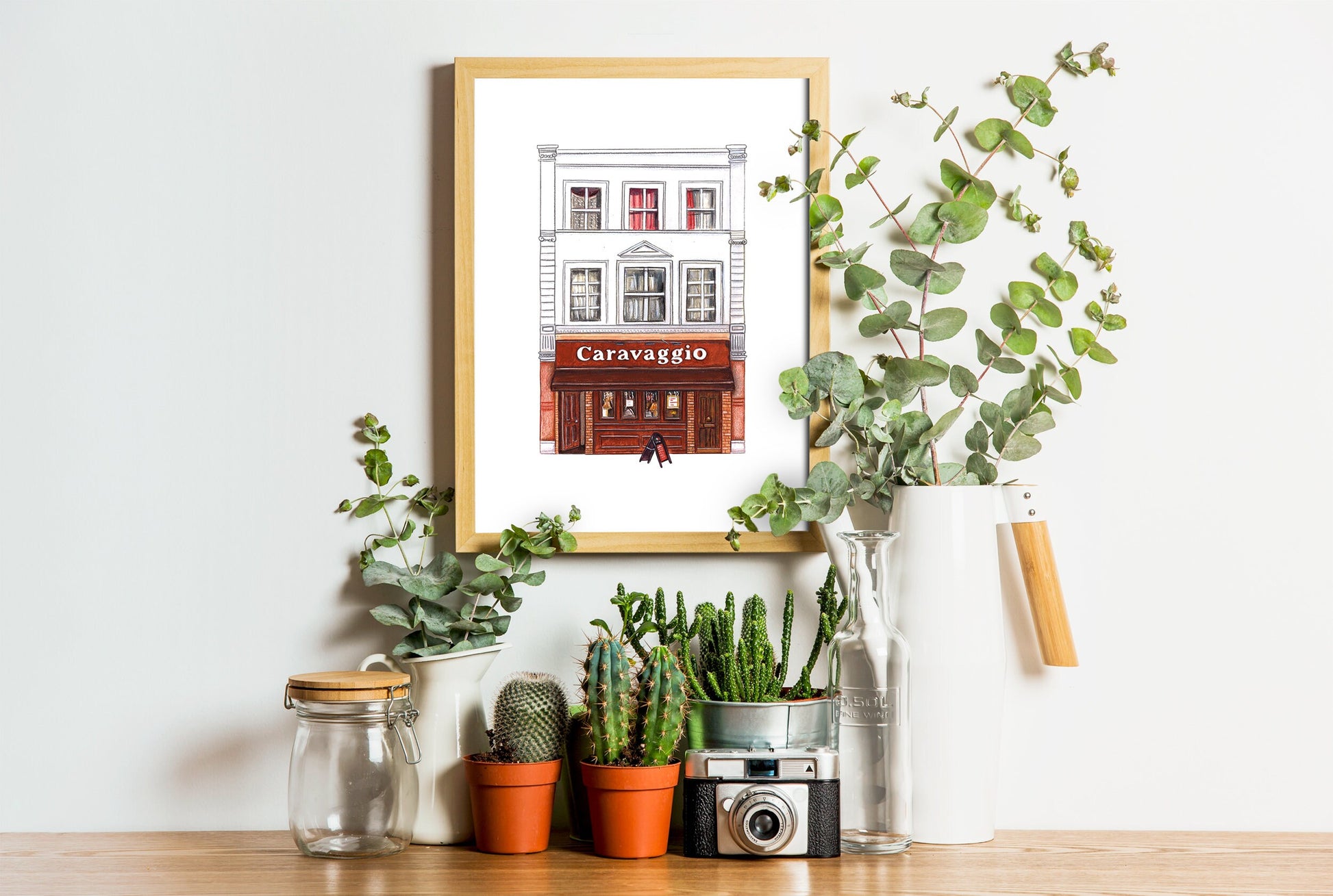 Caravaggio Italian Restaurant Art Print, Camberwell South London