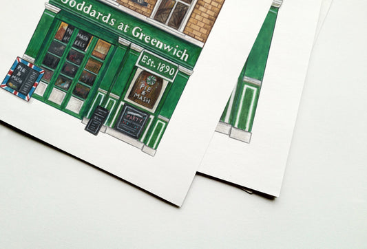 Goddard's At Greenwich Pie and Mash shop Art Print, Greenwich