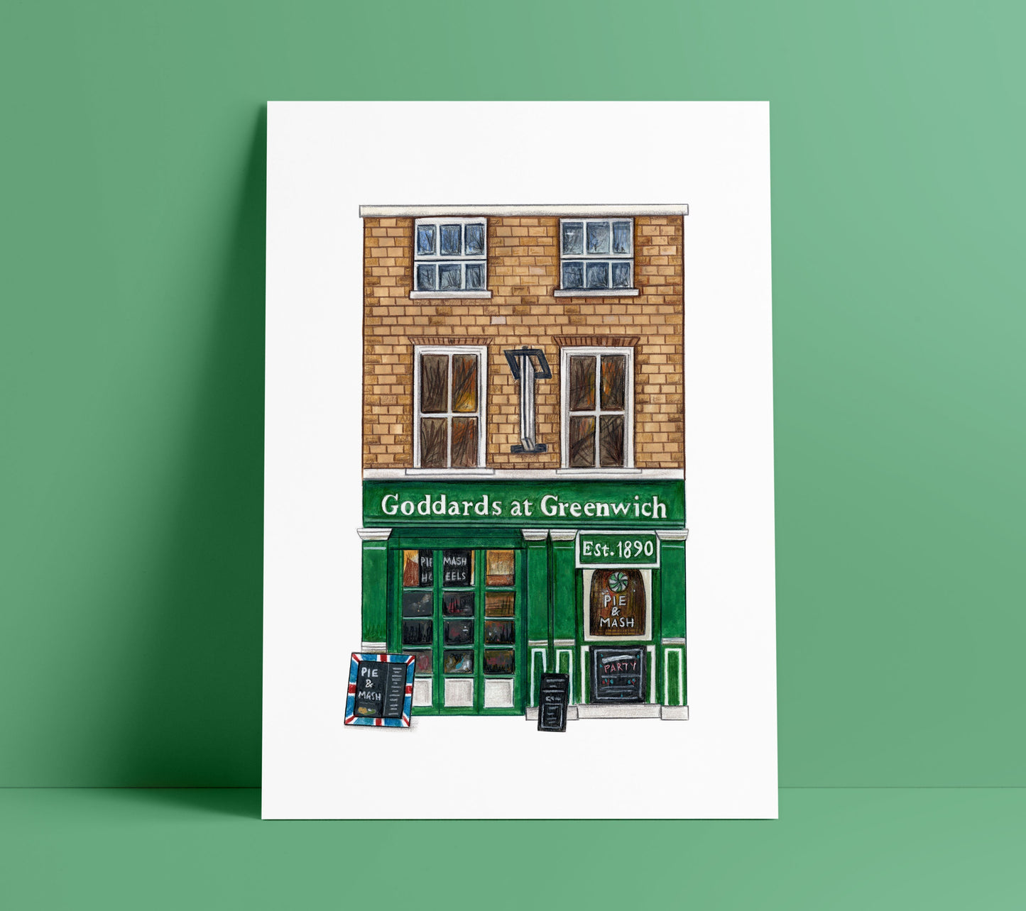 Goddard's At Greenwich Pie and Mash shop Art Print, Greenwich