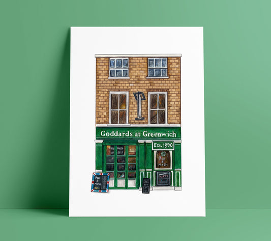 Goddard's At Greenwich Pie and Mash shop Art Print, Greenwich