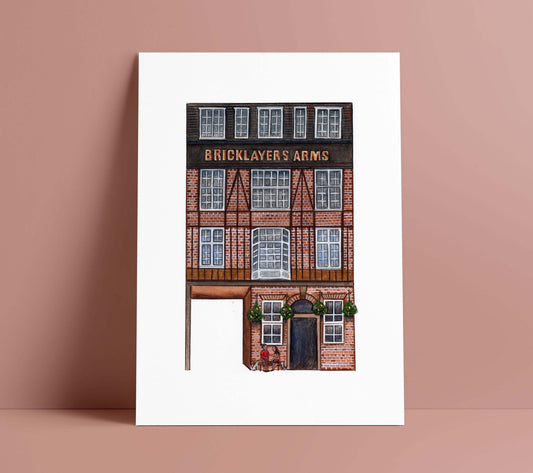 Bricklayers Arms Pub Art Print, Tottenham Court Road London