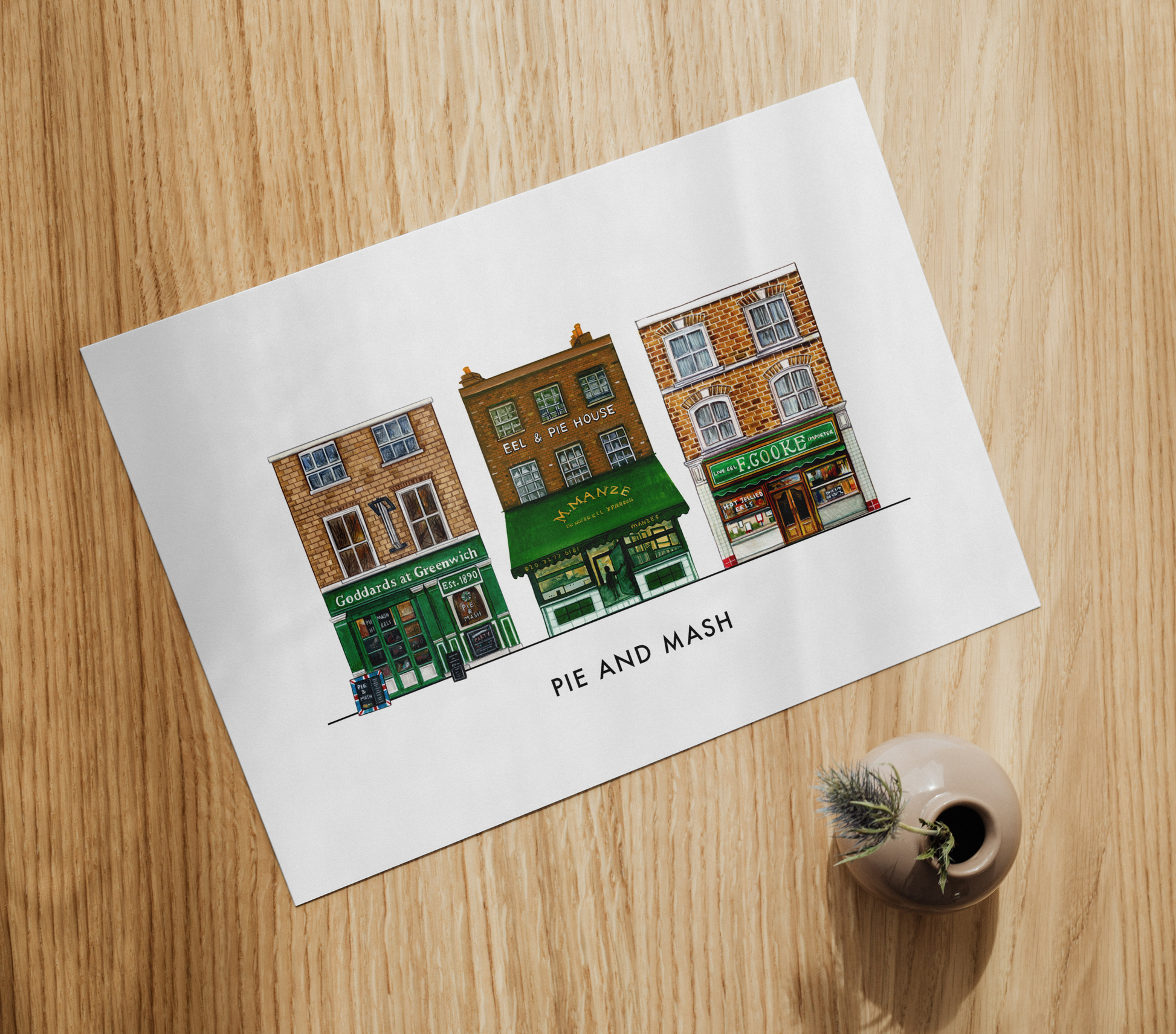 Pie and Mash Classics Art Print, South London - Camberwell Designs