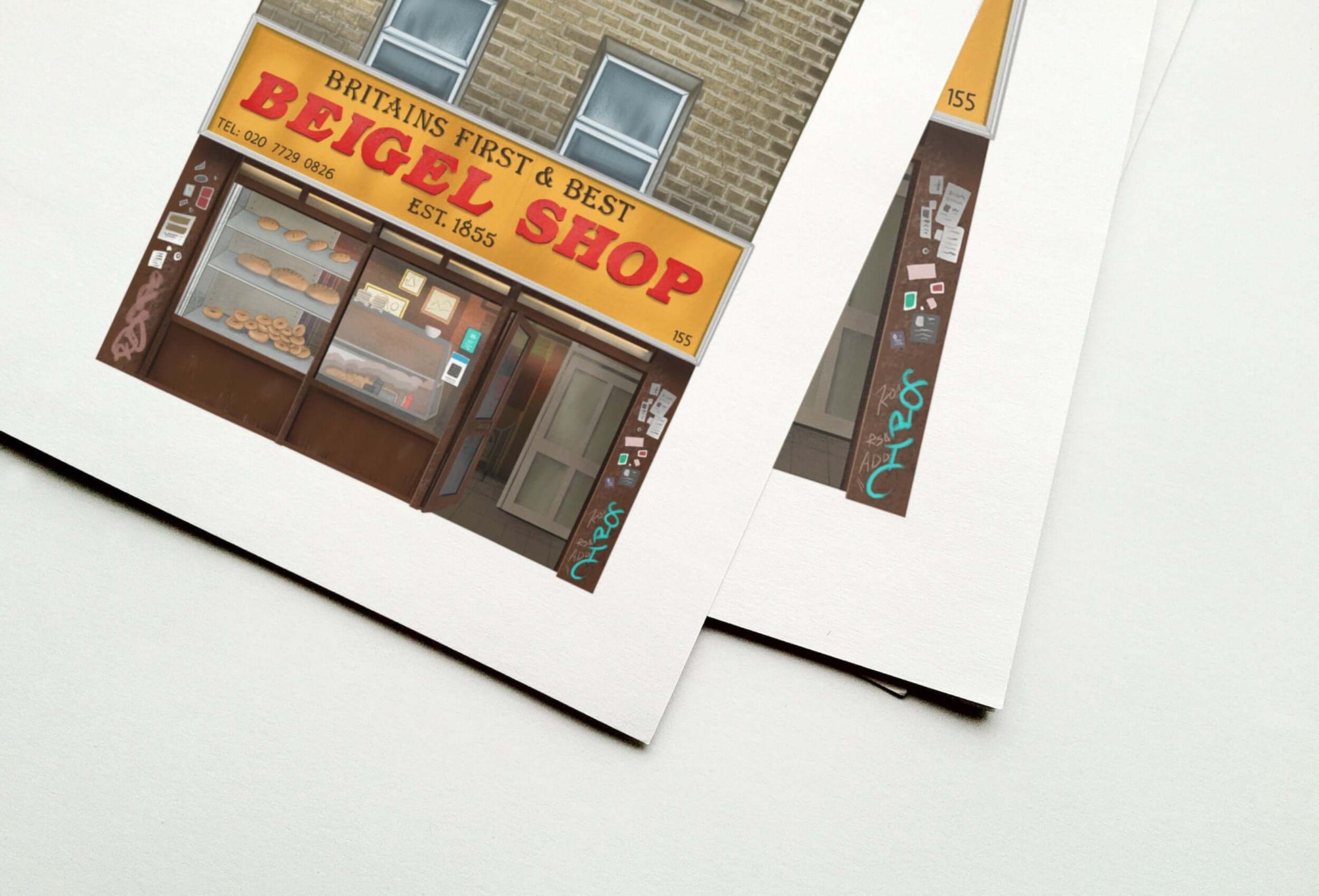 Britains first & best Beigel Shop Bakery Art Print, Brick Lane, East London