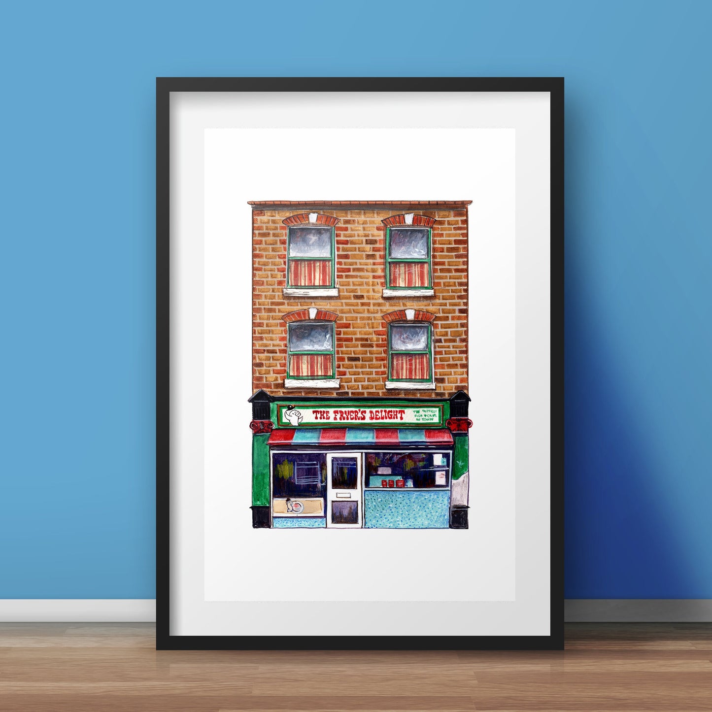 Fryers Delight Chip Shop Art Print, Bloomsbury Russel Square, London