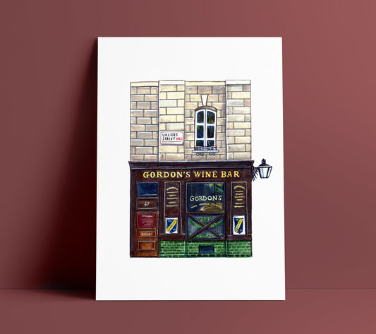 Gordons Wine Bar Art Print, Embankment, Covent Garden